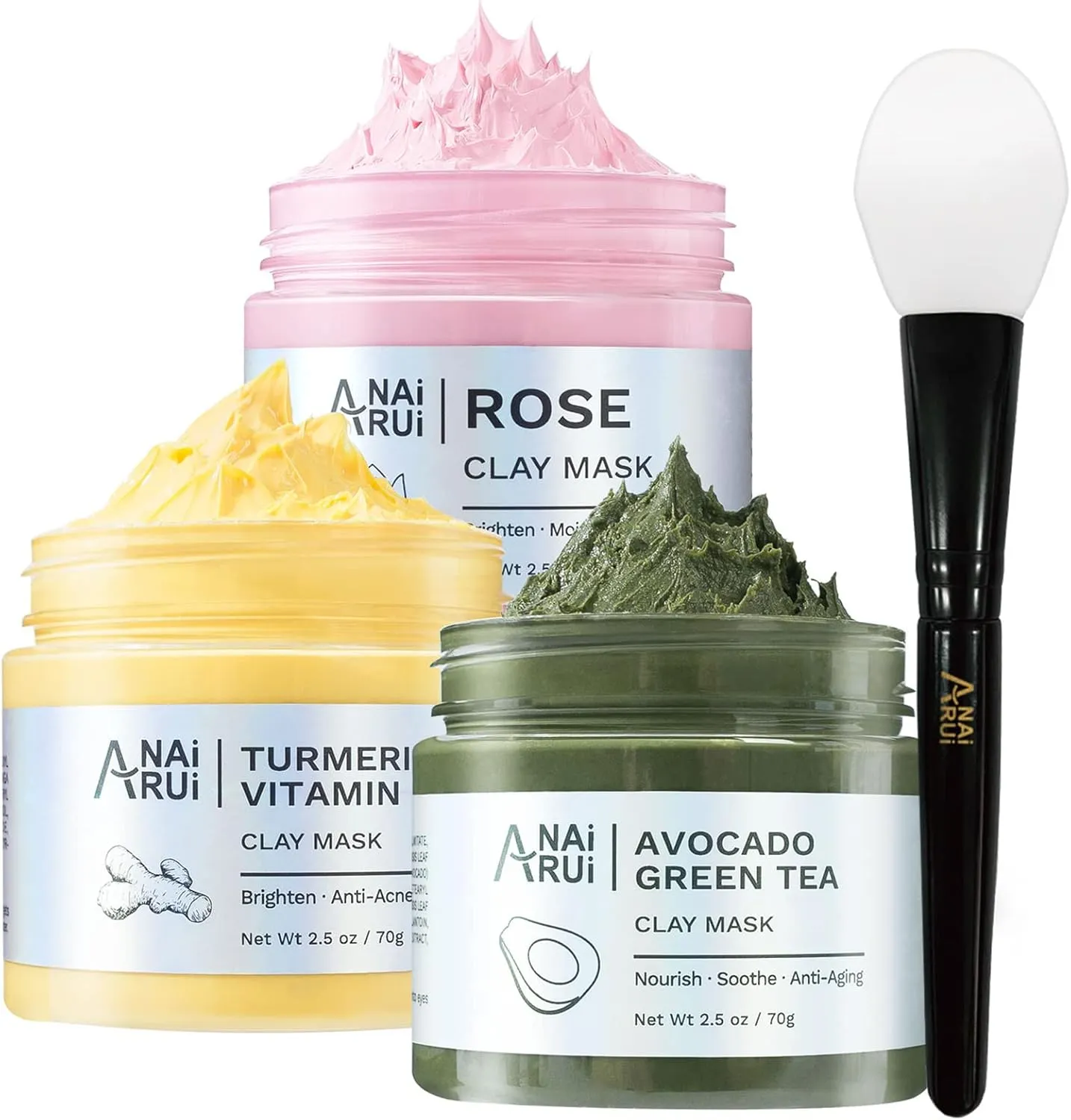 ANAiRUi Kit 3 Masques Argile Visage (pack magique)