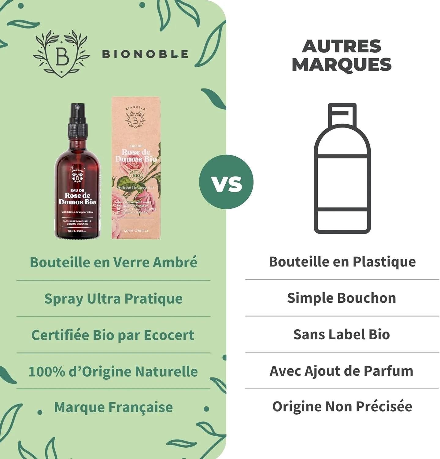 Eau de Rose Bio BIONOBLE (hydrolat de rose de Damas, 100 ml) — visuel 3