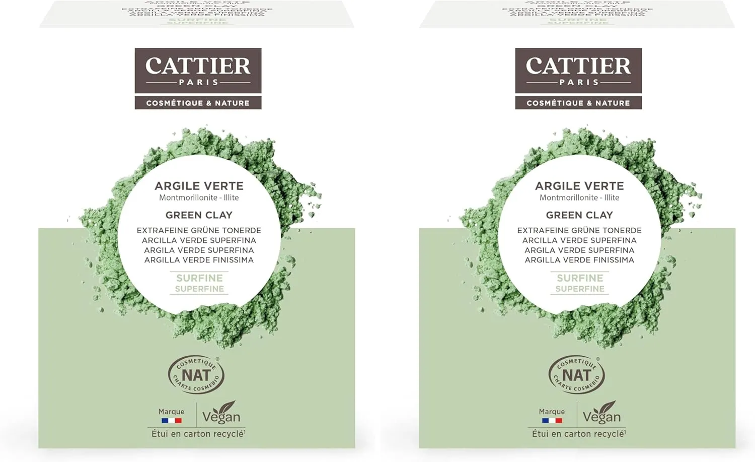 Argile Verte Ultra-Ventilée Cattier (lot de 2 × 750 g)